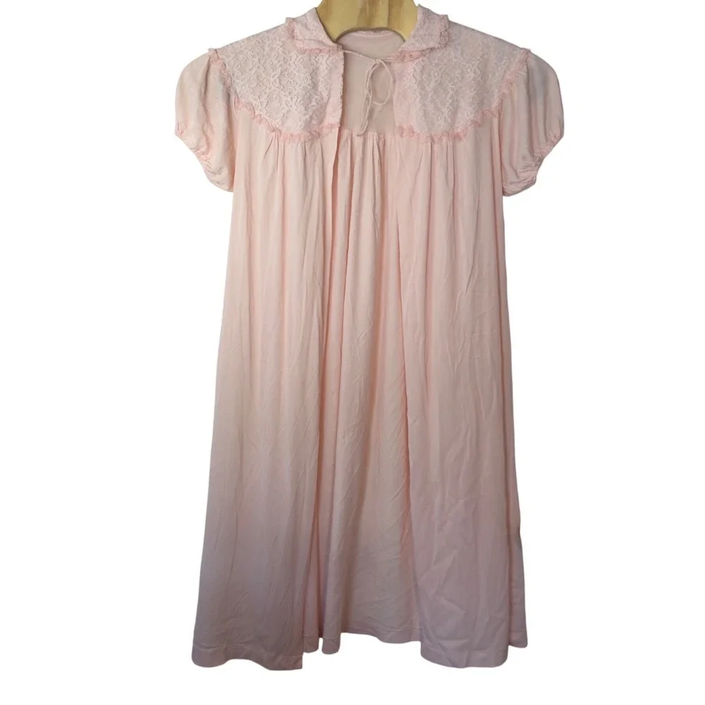 Movie Star Vintage Peignoir Robe Size M Pink 60s 70s Coquette Feminine Romantic